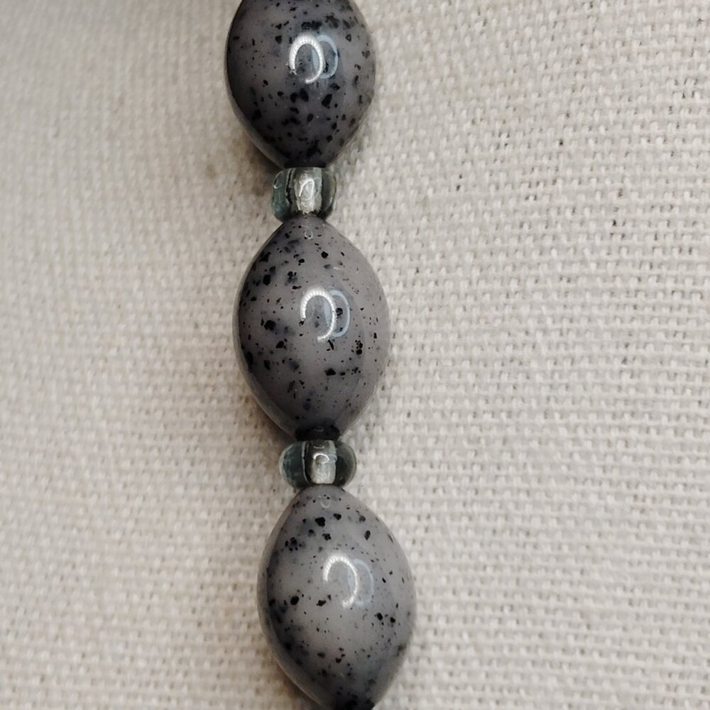 Grey Multi Strand Lucite Bead Statement Necklace - image 3